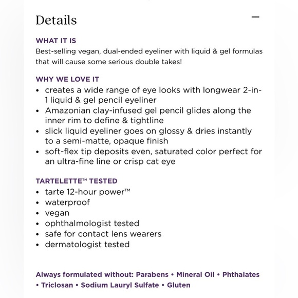 Tarte Double Take Eyeliner in Black - Dual Ended Full Size - Picture 10 of 16